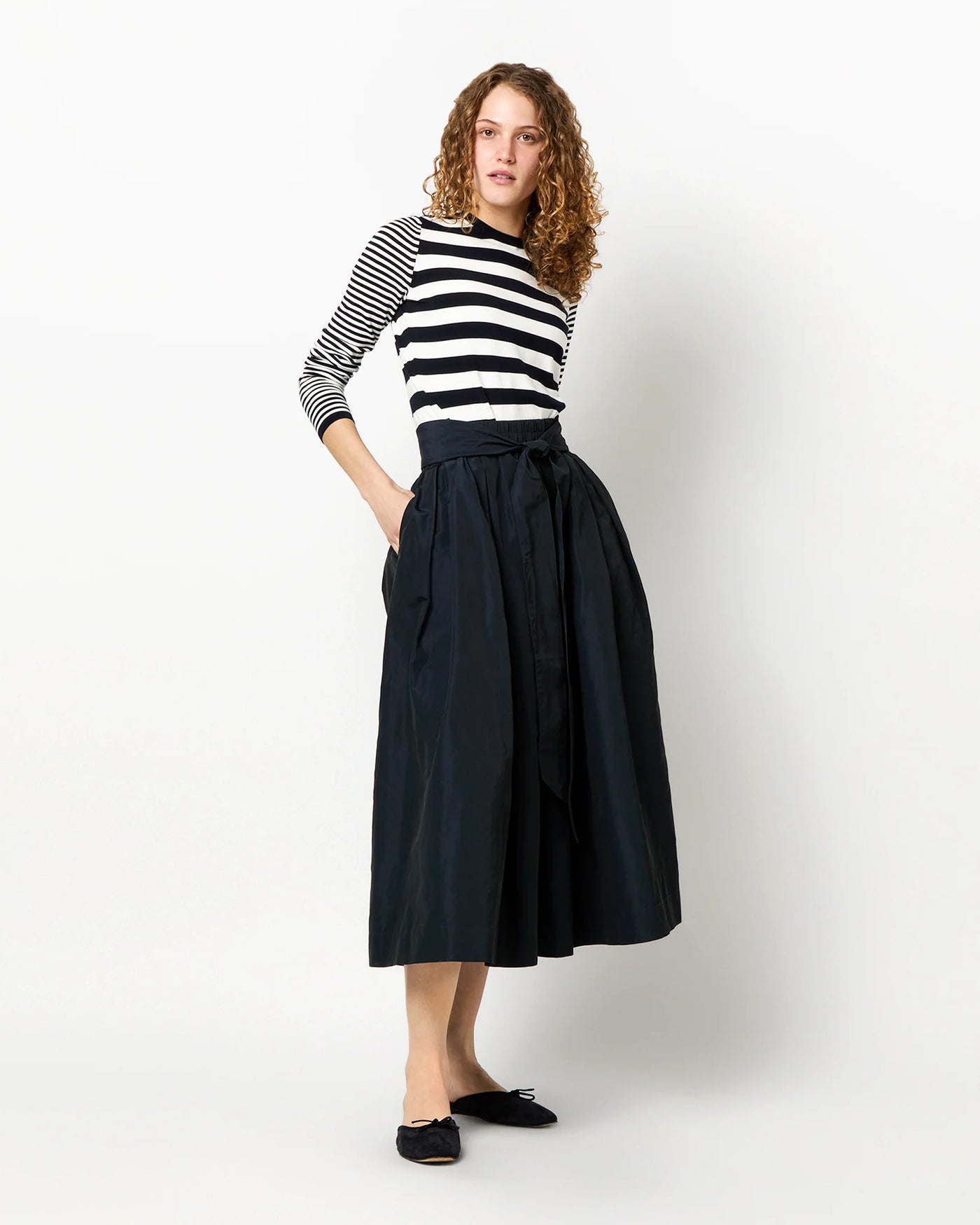 CARLA SKIRT - Navy Nylon Faille