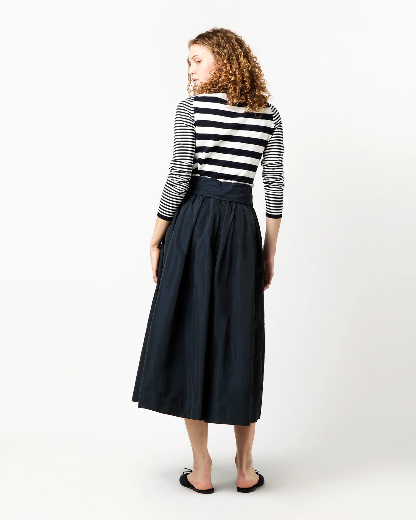 CARLA SKIRT - Navy Nylon Faille