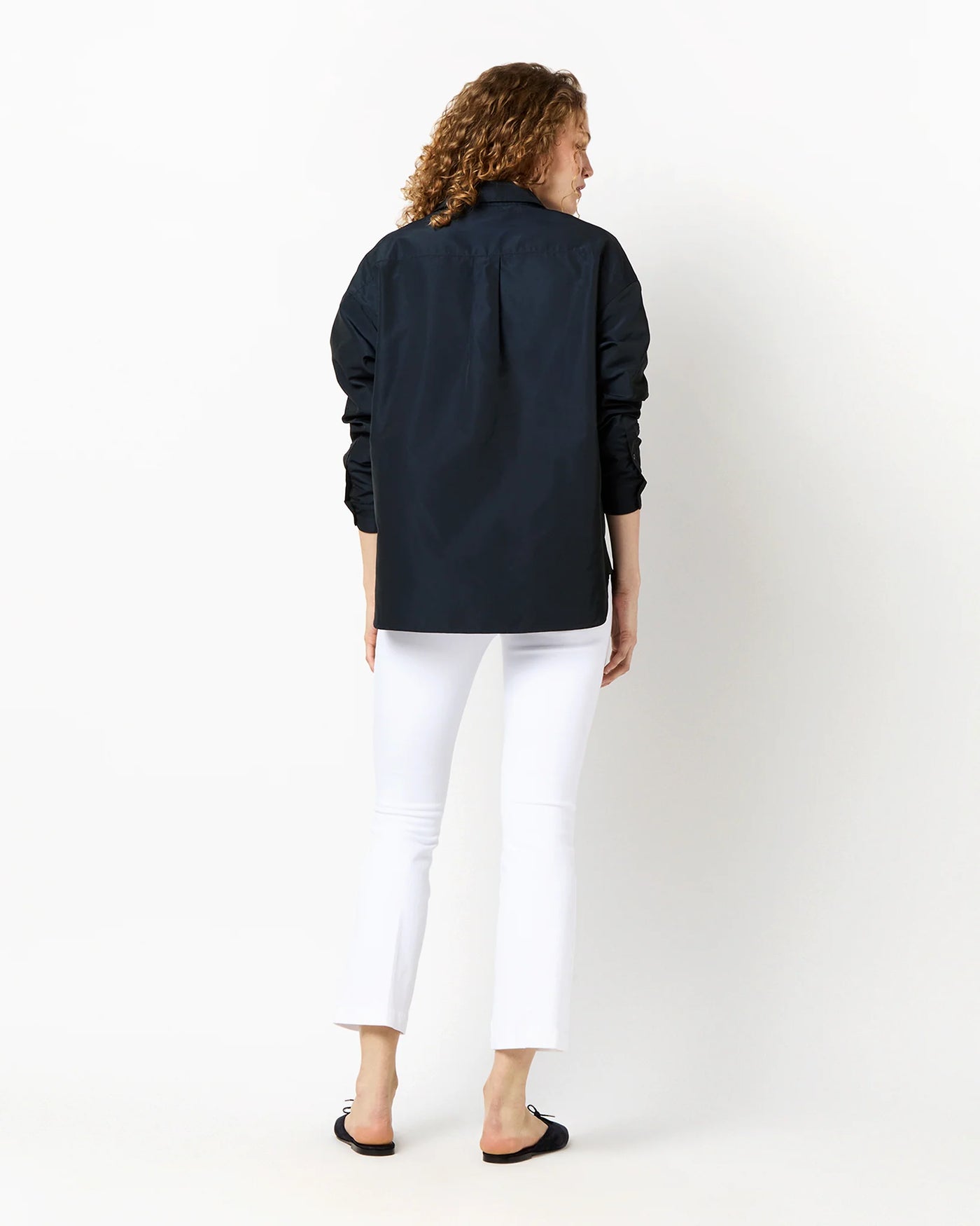 ELLE SHIRT - Navy Nylon Faille