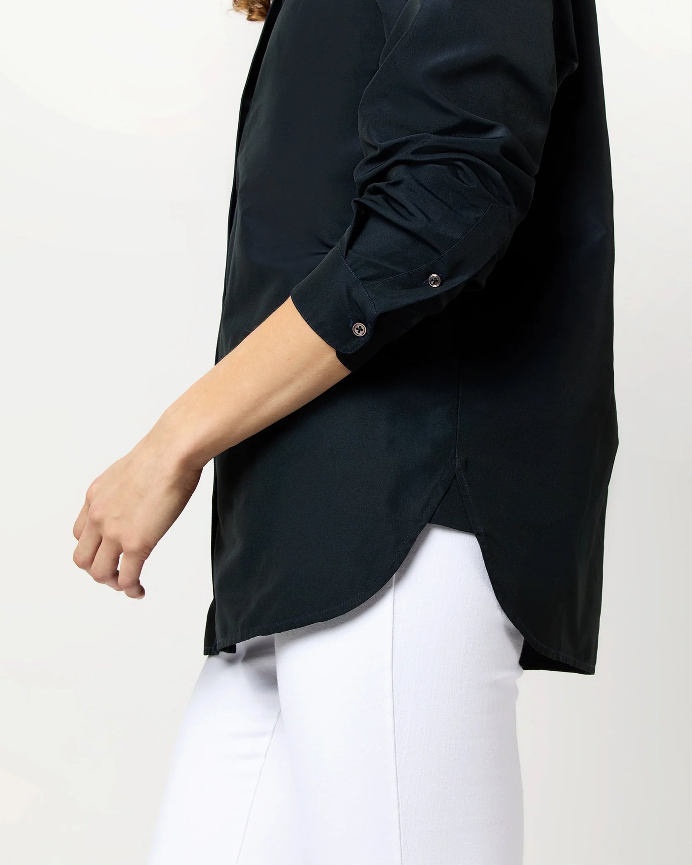 ELLE SHIRT - Navy Nylon Faille