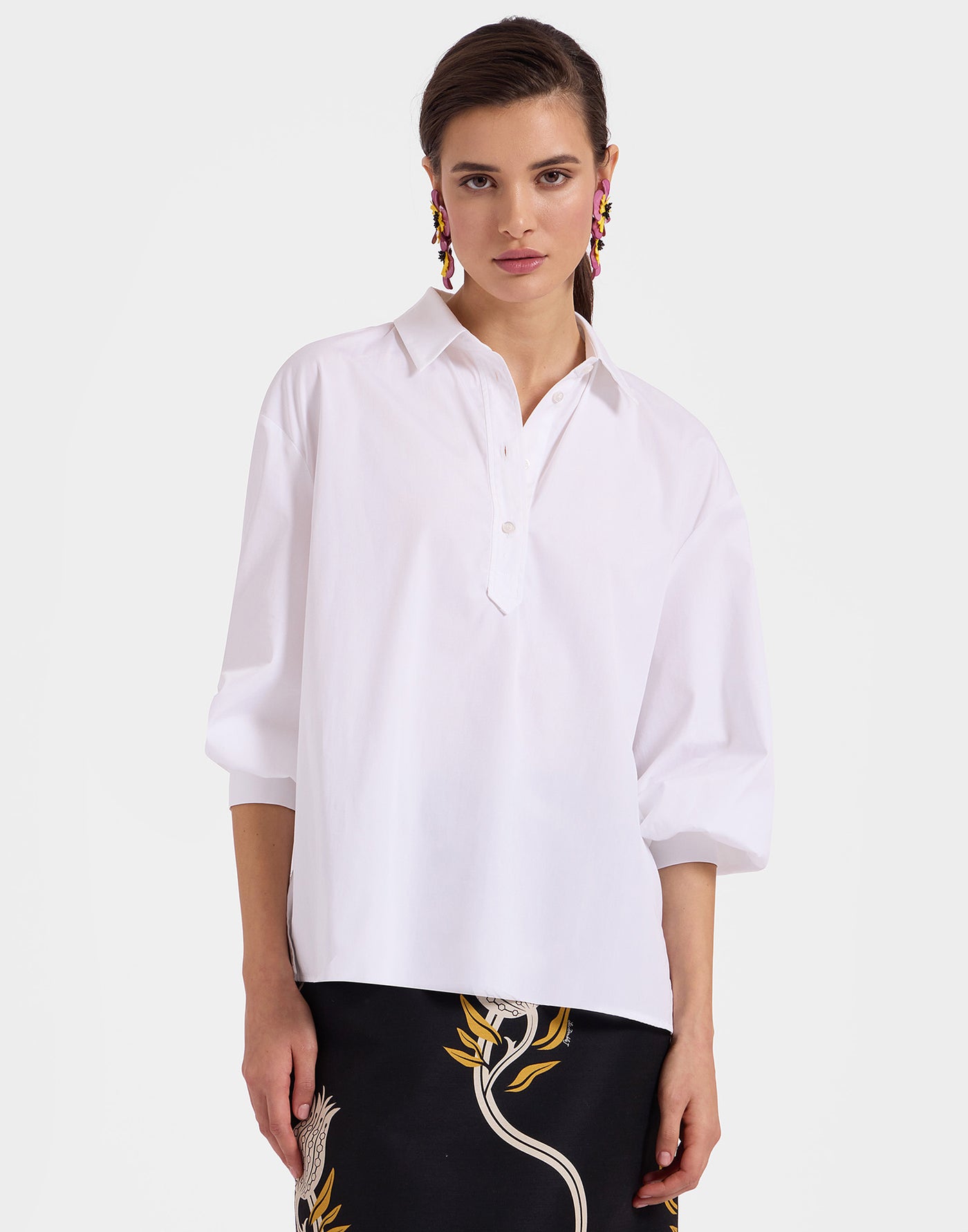 Poet Shirt - Solid White in Tailor Poplin