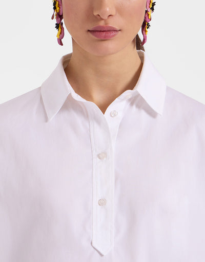 Poet Shirt - Solid White in Tailor Poplin