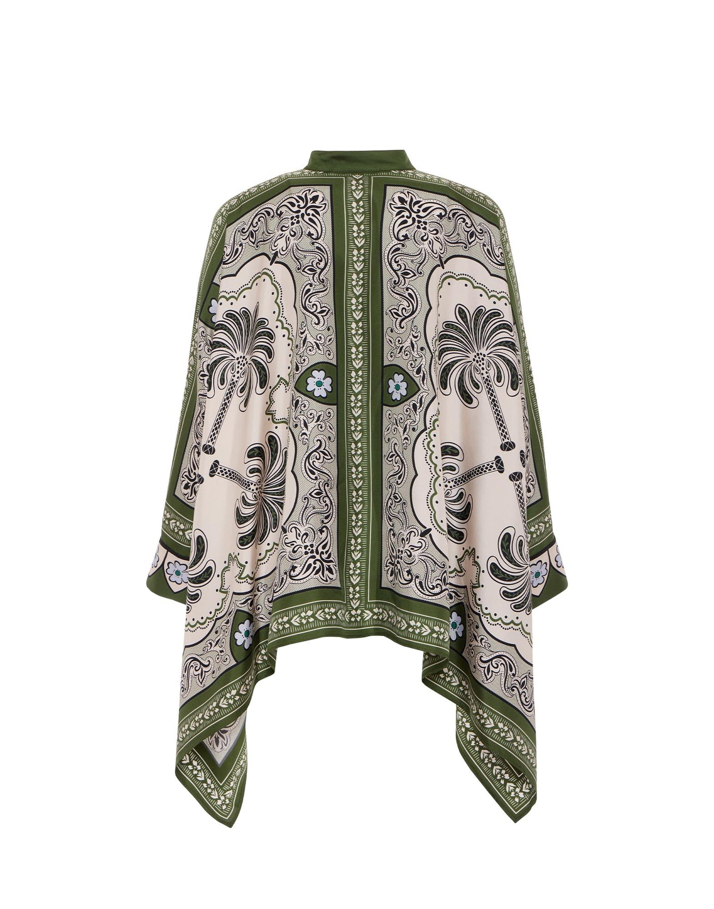 Foulard Shirt - Mirage Placée Green in Silk Twill