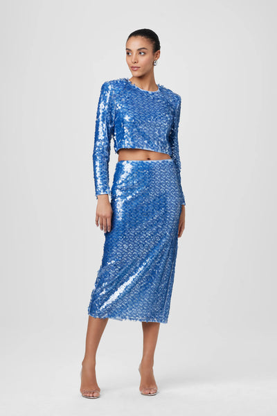 LEILANI PENCIL SKIRT - Steel Blue