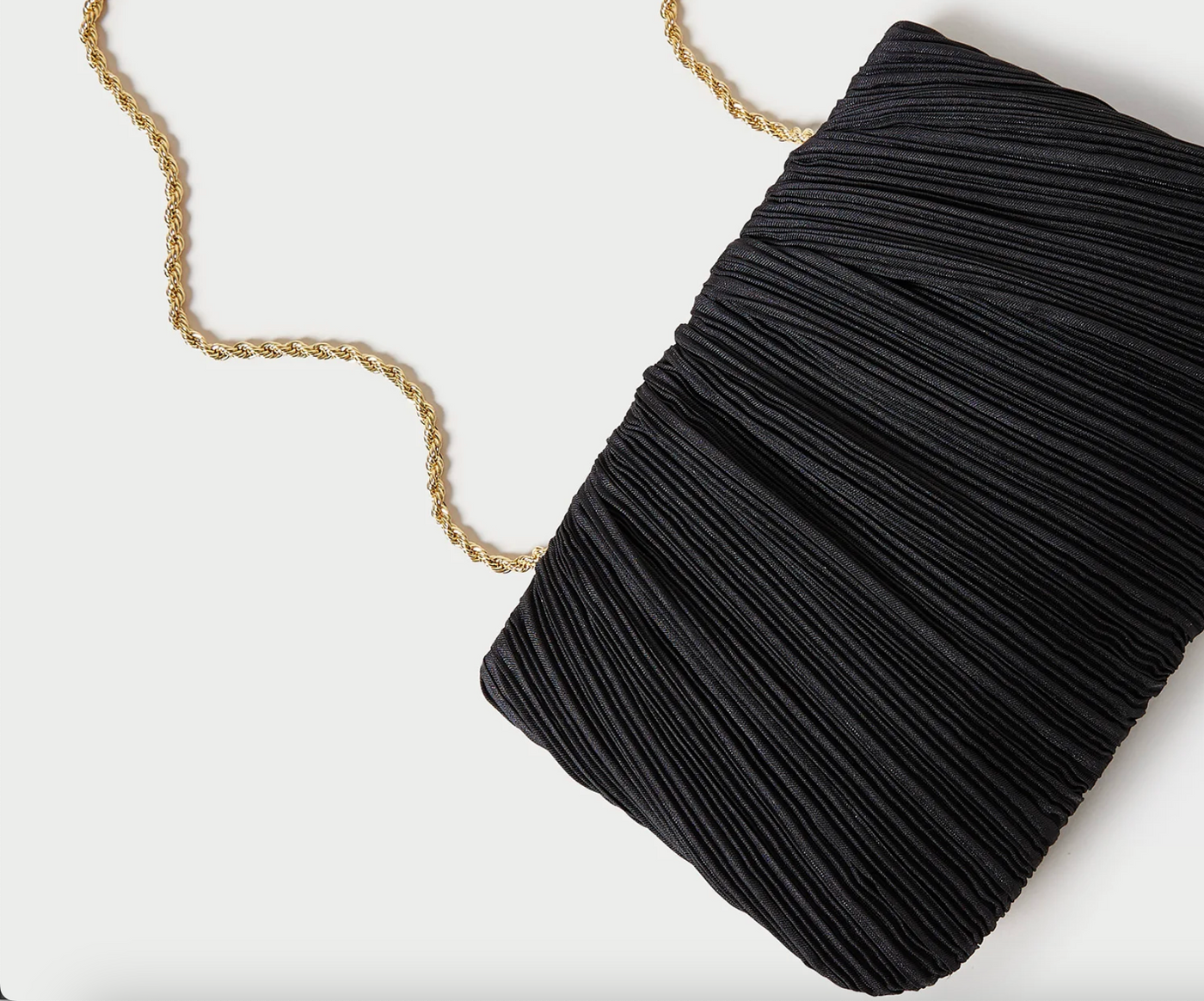 Brit Flat Pleated Clutch - Black