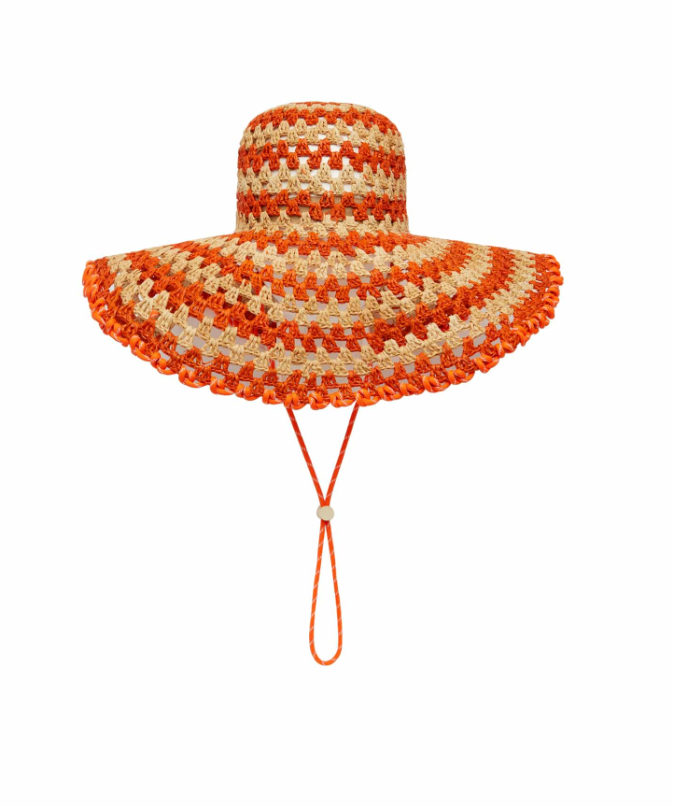 RAFFIA WIDE BRIM SUNHAT - Flame