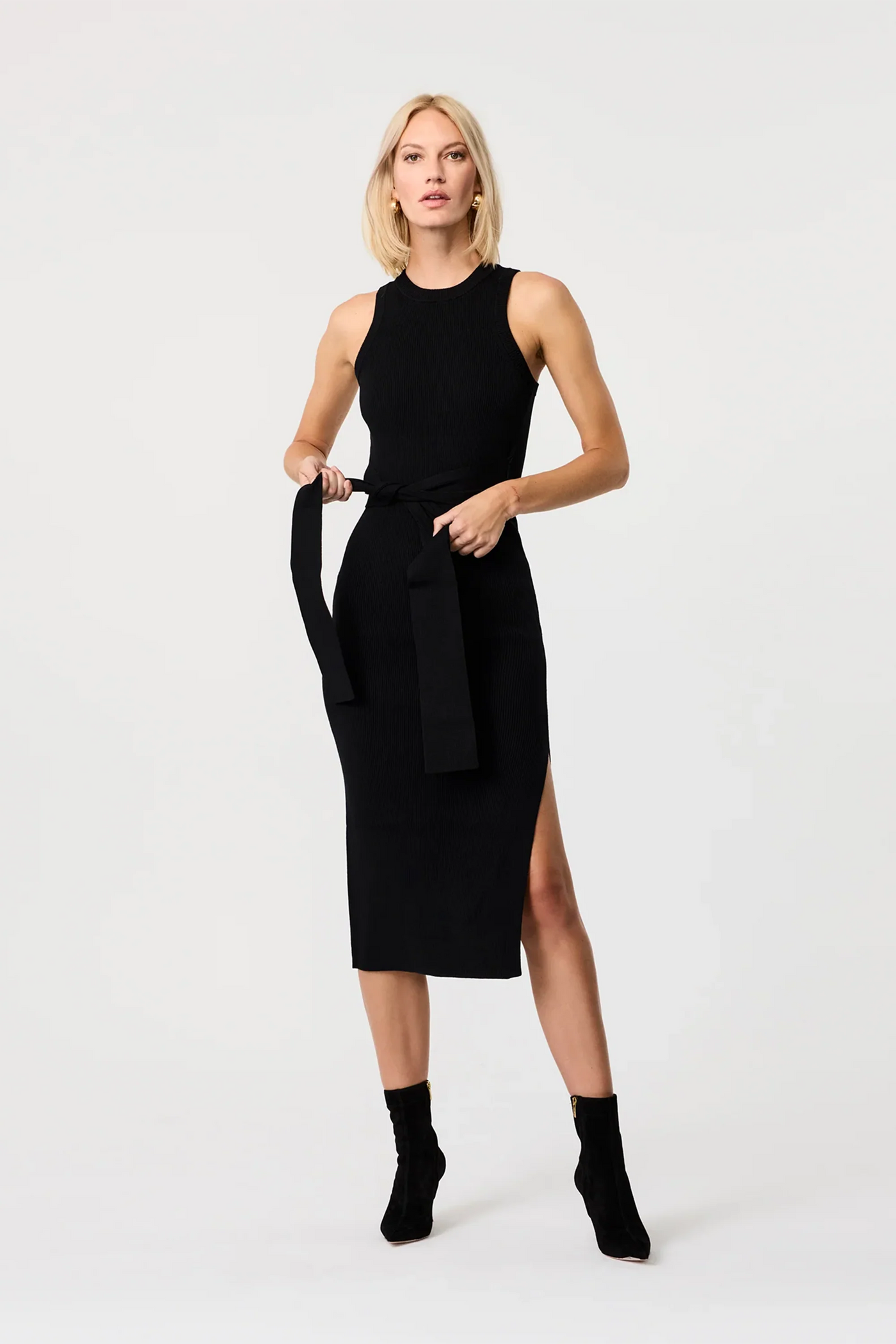 Piper Racerback Tie Front Dress - Jet Black