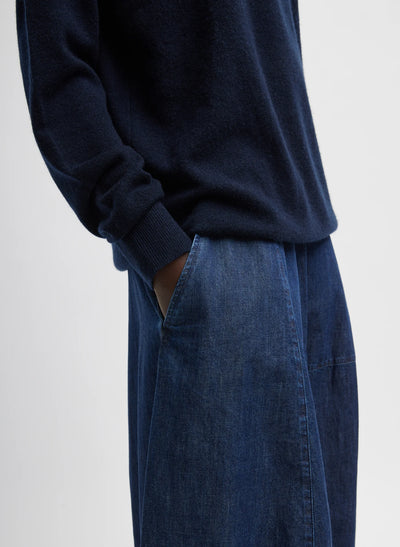 Light Weight Indigo Denim Asymmetrical Balloon Skirt