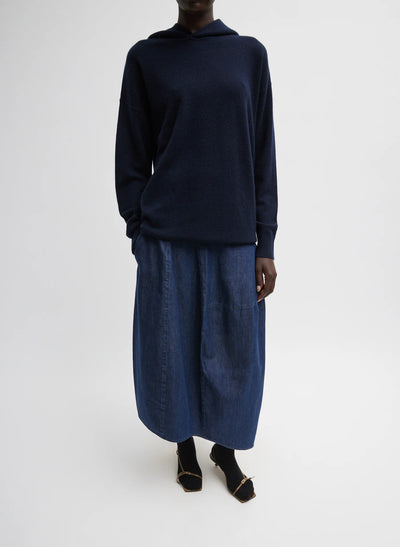 Light Weight Indigo Denim Asymmetrical Balloon Skirt