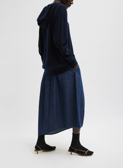 Light Weight Indigo Denim Asymmetrical Balloon Skirt