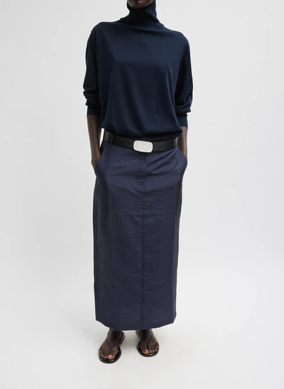 Crispy Nylon Maxi Skirt - Navy