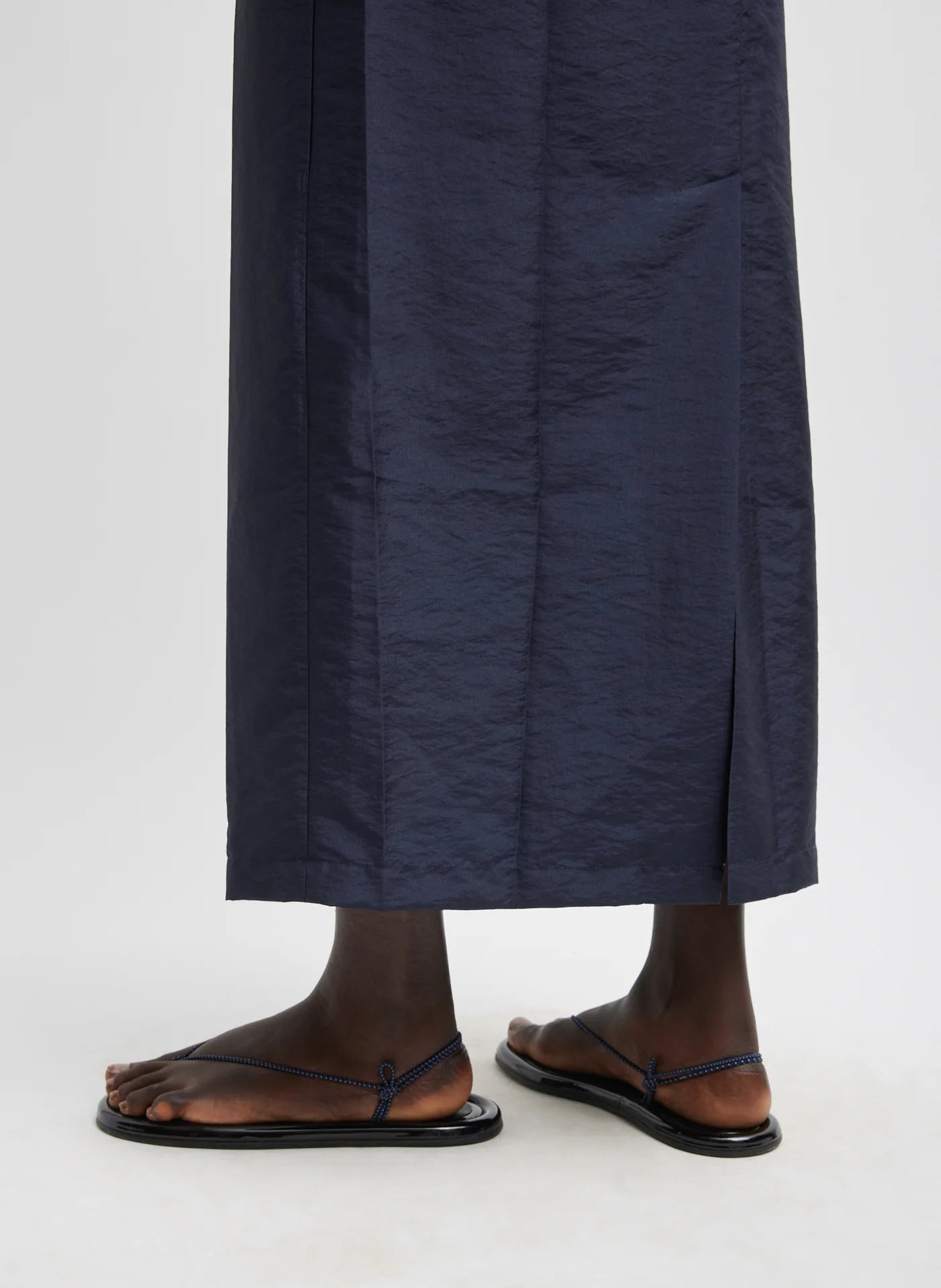 Crispy Nylon Maxi Skirt - Navy