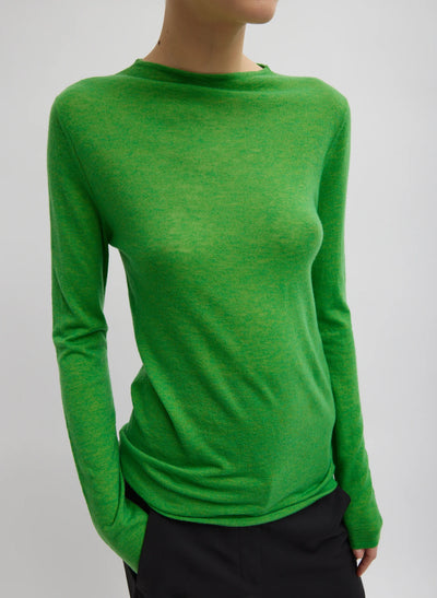 Skinlike Mercerized Wool Soft Sheer Pullover - Green