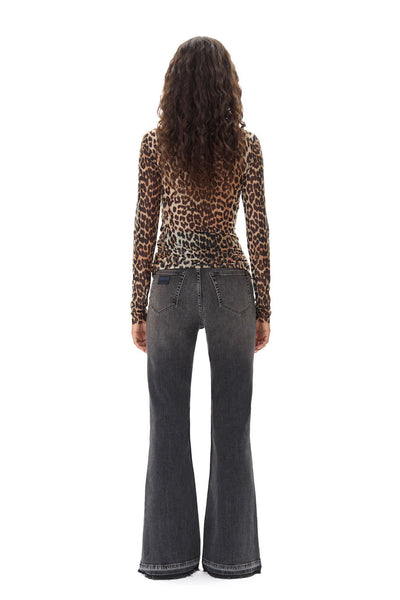 Printed Mesh Long Sleeve Rollneck - Leopard