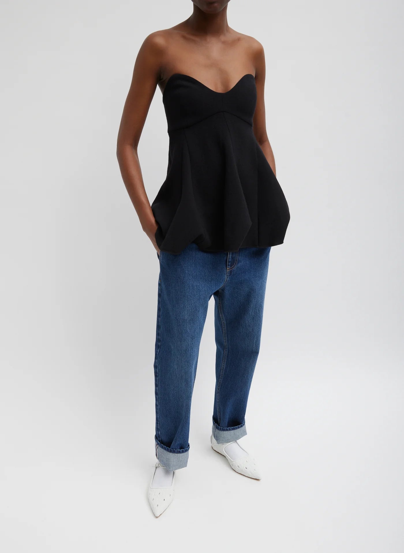 Melee Crepe Strapless Top - Black