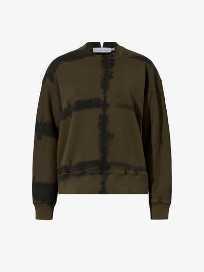 Blake Sweatshirt in Grid Tie Dye - Olive/Black