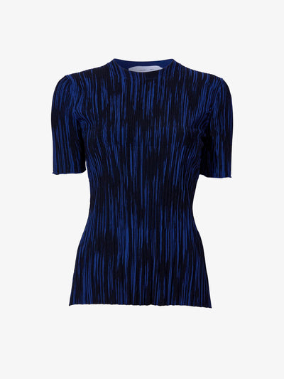 Foster Knit Top in Printed Rib - Navy/Black