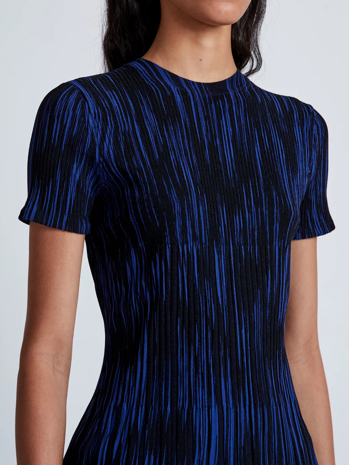 Foster Knit Top in Printed Rib - Navy/Black