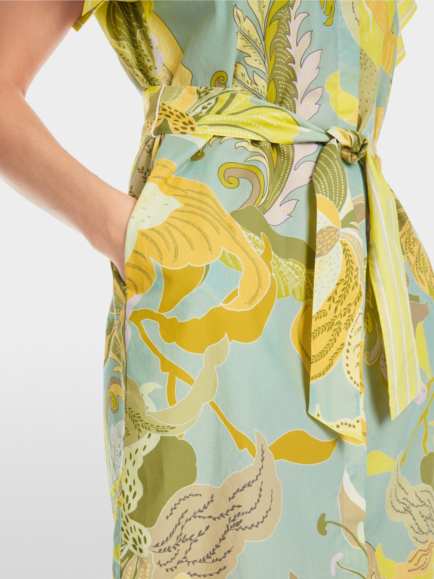Short shirt dress in material mix - Soft Limeade