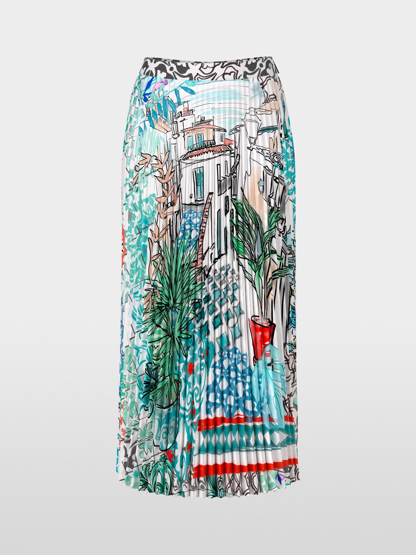 Pleated midi skirt with print - Breath