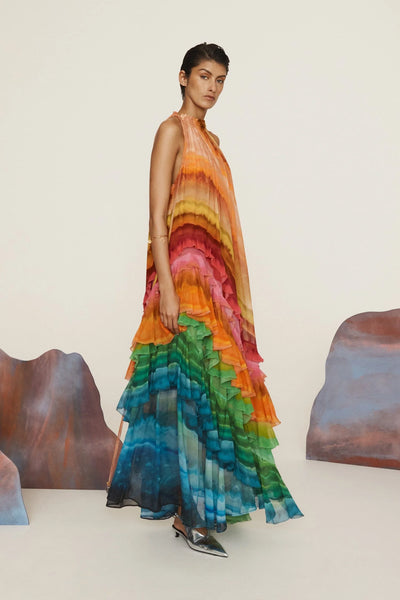 IRIS RUFFLE GOWN - Multi