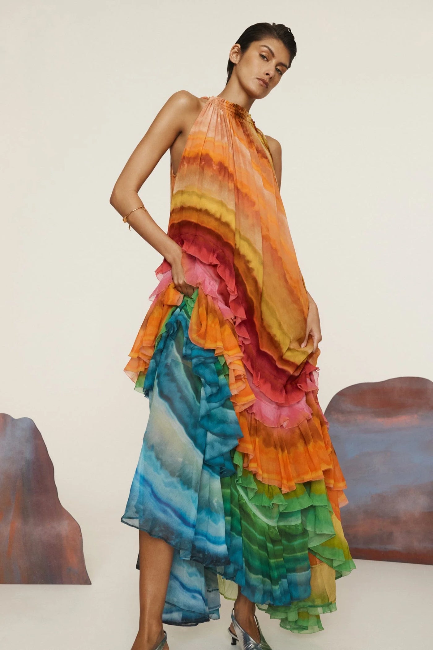 IRIS RUFFLE GOWN - Multi