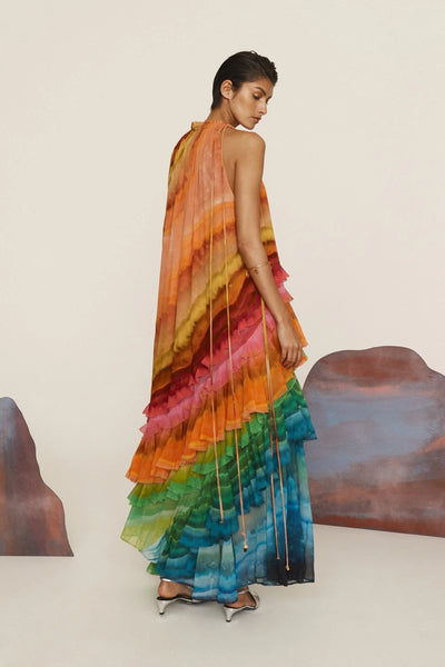 IRIS RUFFLE GOWN - Multi