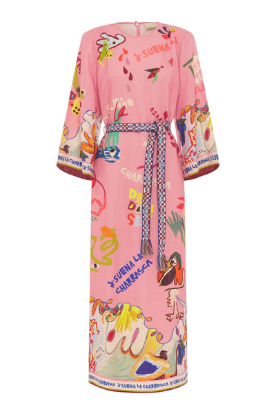 LA CHARRASCA MIDI DRESS - Pink Multi