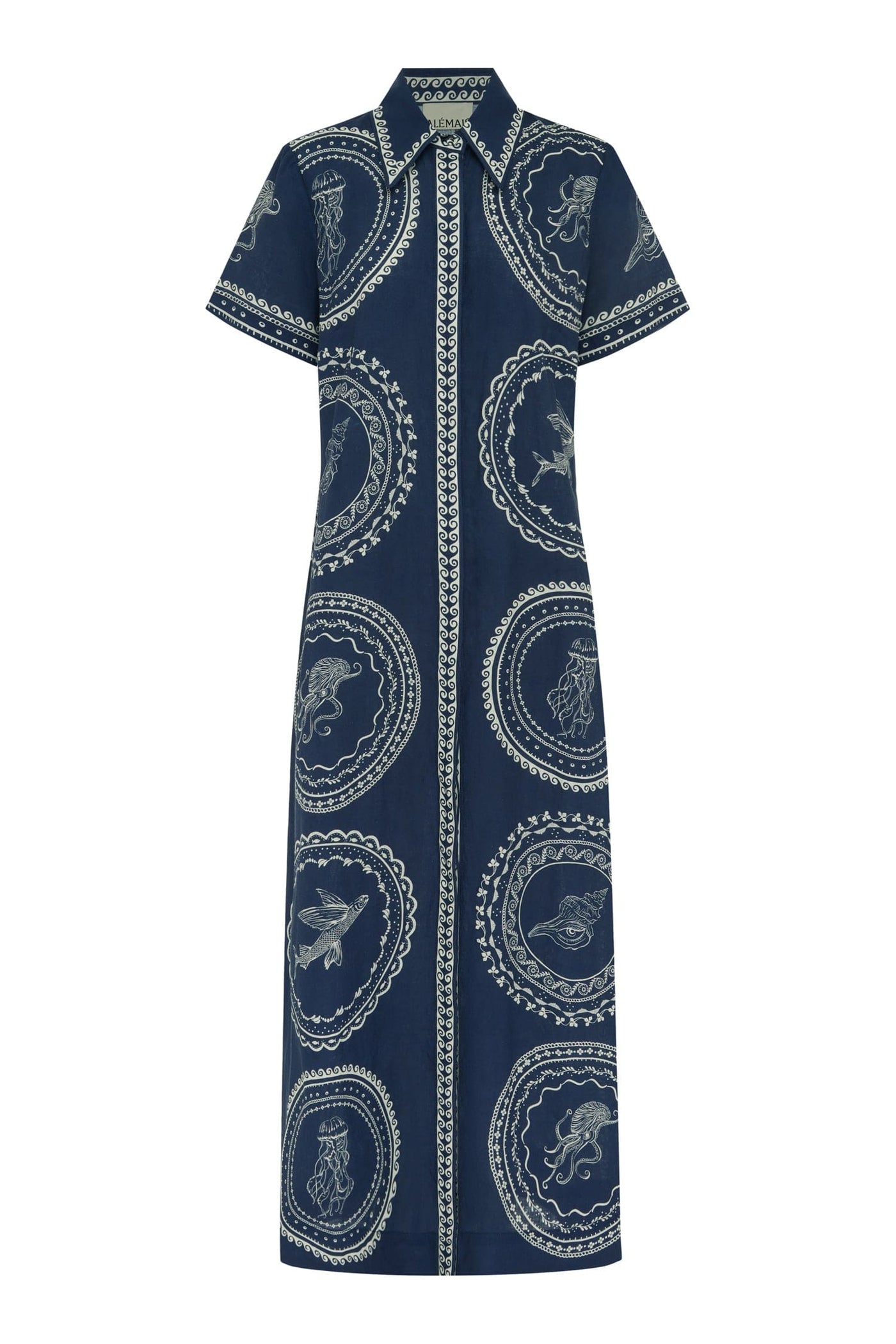 OCEANE LINEN SHIRTDRESS - Navy