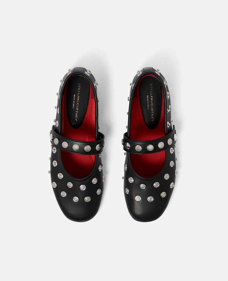 Ryder Popper-Studded Ballet Flats - Pitch Black