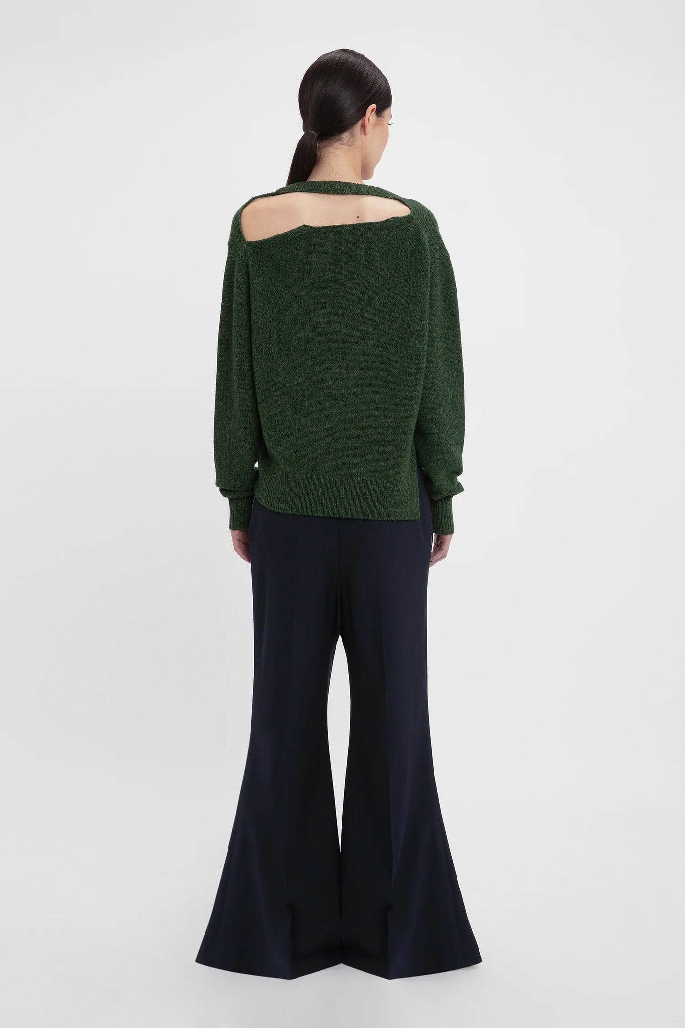 Convertible V-Neck Jumper - Spruce Green