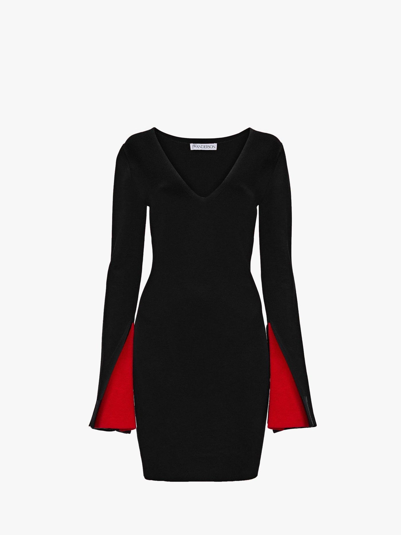 CONTRAST CUFF FITTED DRESS - Black