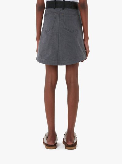 PANELED MINI DENIM SKIRT - Dark Grey