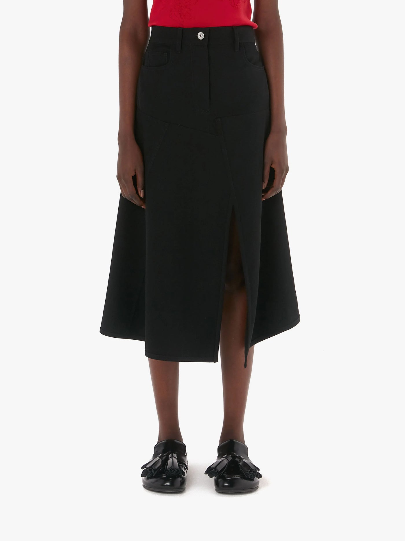 PATCHWORK A-LINE SKIRT - Black