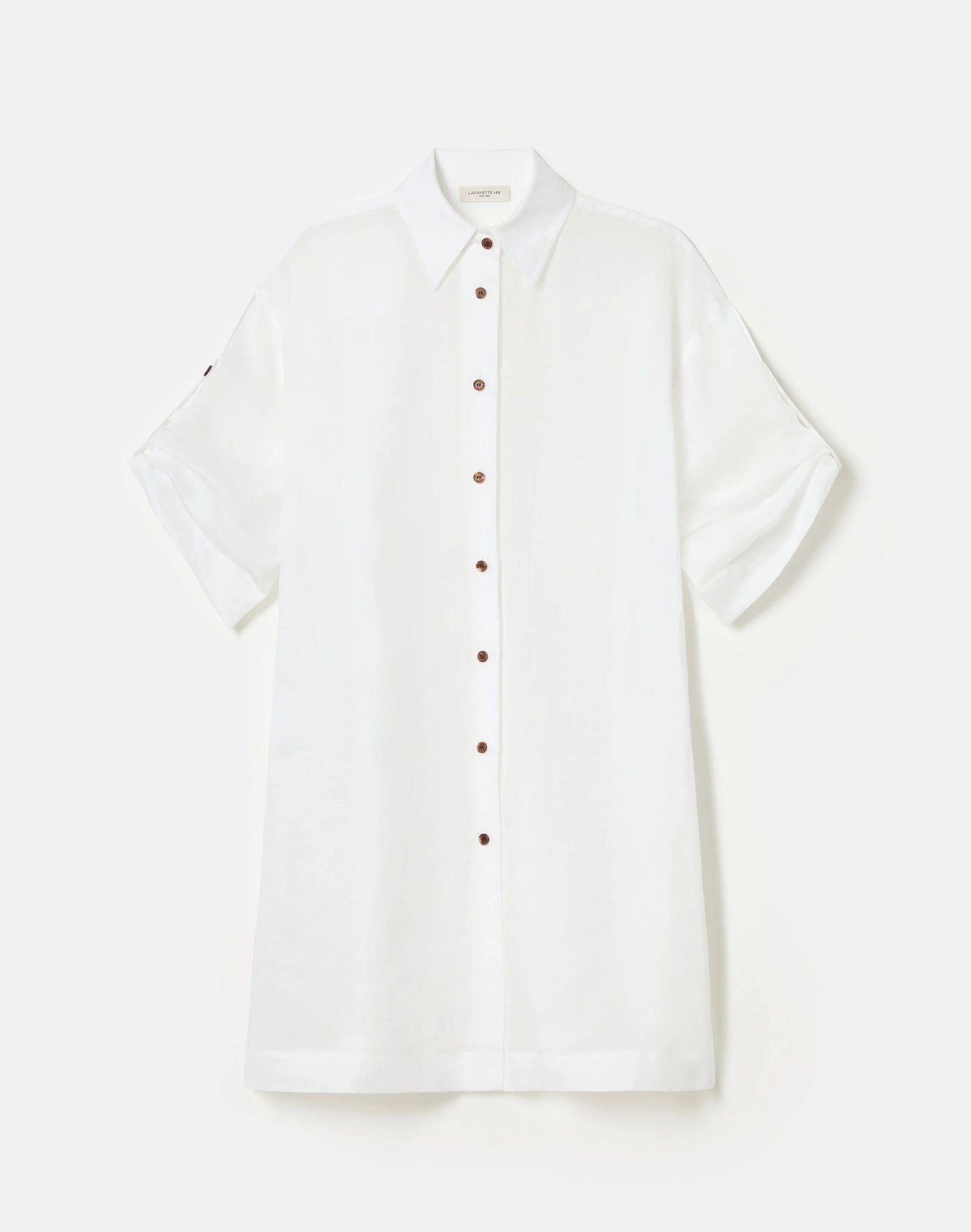 Gemma Cloth Voile Sheer Tab Sleeve Shirt - White