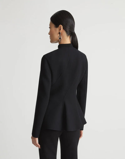 Responsible Wool Nouveau Crepe Flounced Hem Jacket - Black