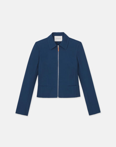 Techno Stretch Twill Zip Tailored Jacket - Lido Blue