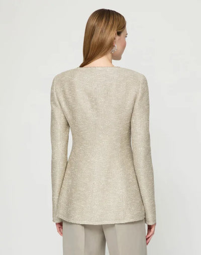 Sequin Speckled Tweed Fitted Jacket - Hickory Multi