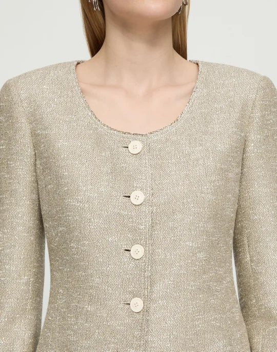 Sequin Speckled Tweed Fitted Jacket - Hickory Multi