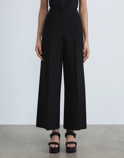 Finesse Crepe Franklin Wide Leg Ankle Pant - Black