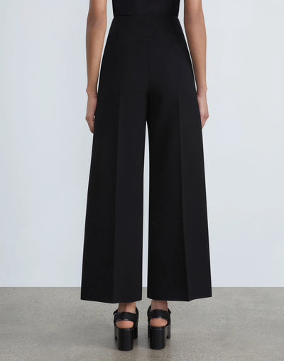 Finesse Crepe Franklin Wide Leg Ankle Pant - Black