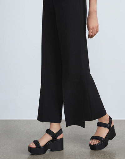 Finesse Crepe Franklin Wide Leg Ankle Pant - Black