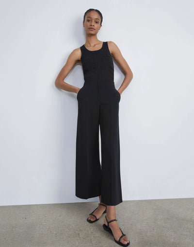 Finesse Crepe Franklin Wide Leg Ankle Pant - Black