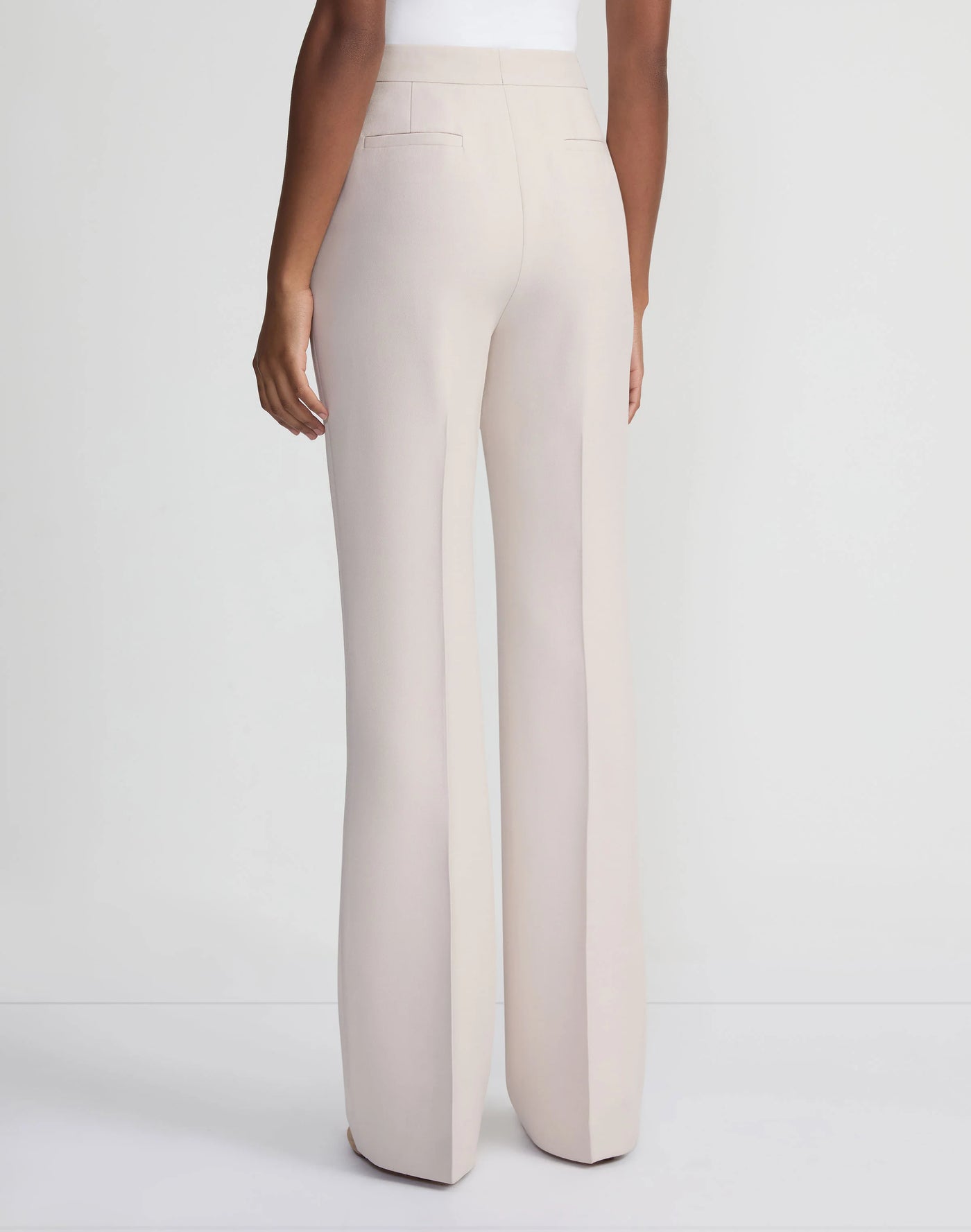 Wool-Silk Crepe Saint Marks Flared Pant - Pearl