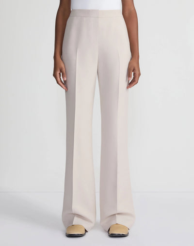 Wool-Silk Crepe Saint Marks Flared Pant - Pearl