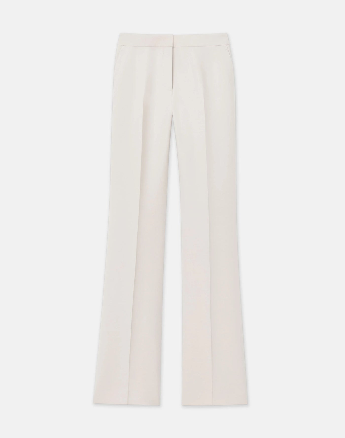 Wool-Silk Crepe Saint Marks Flared Pant - Pearl