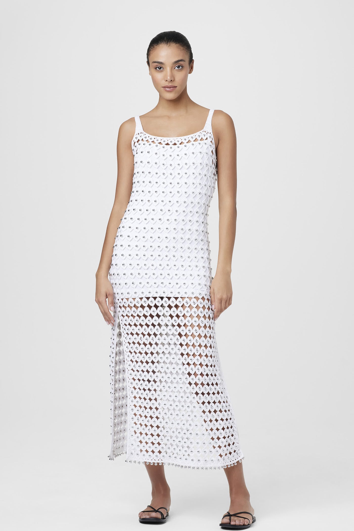 Clementine Ornament Crochet Dress - Optic-Silver