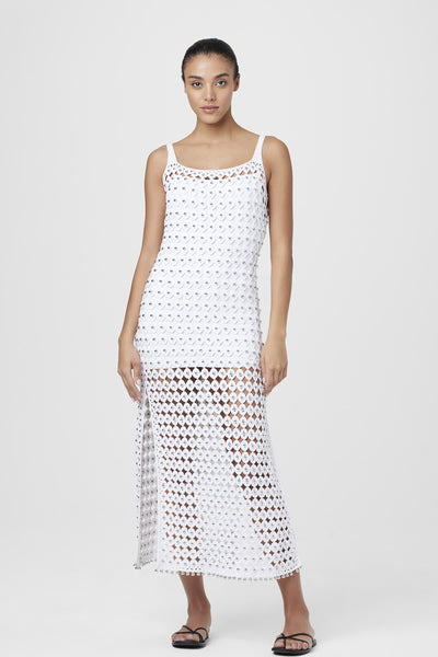 Clementine Ornament Crochet Dress - Optic-Silver